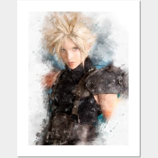 Cloud Strife watercolor Posters and Art